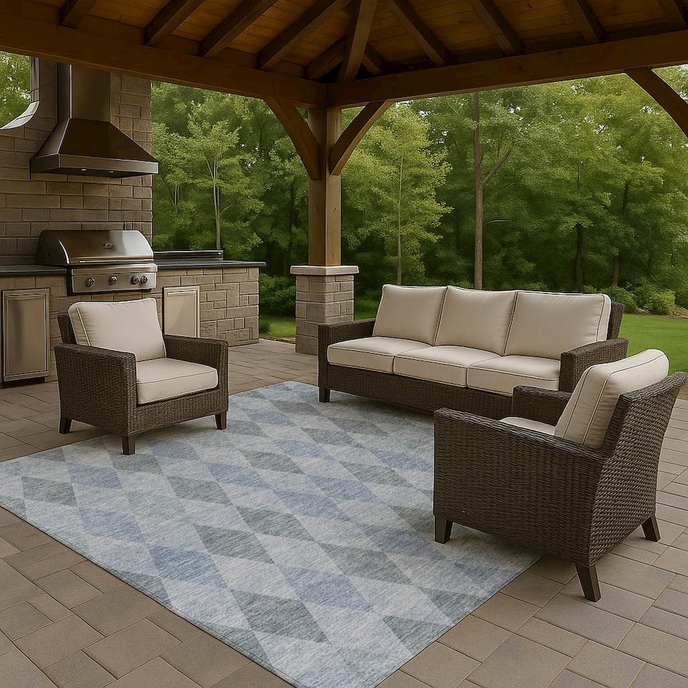 Luxury Washable Indoor/Outdoor The Reserve Denim 9' x 12' Rug. Picture 7