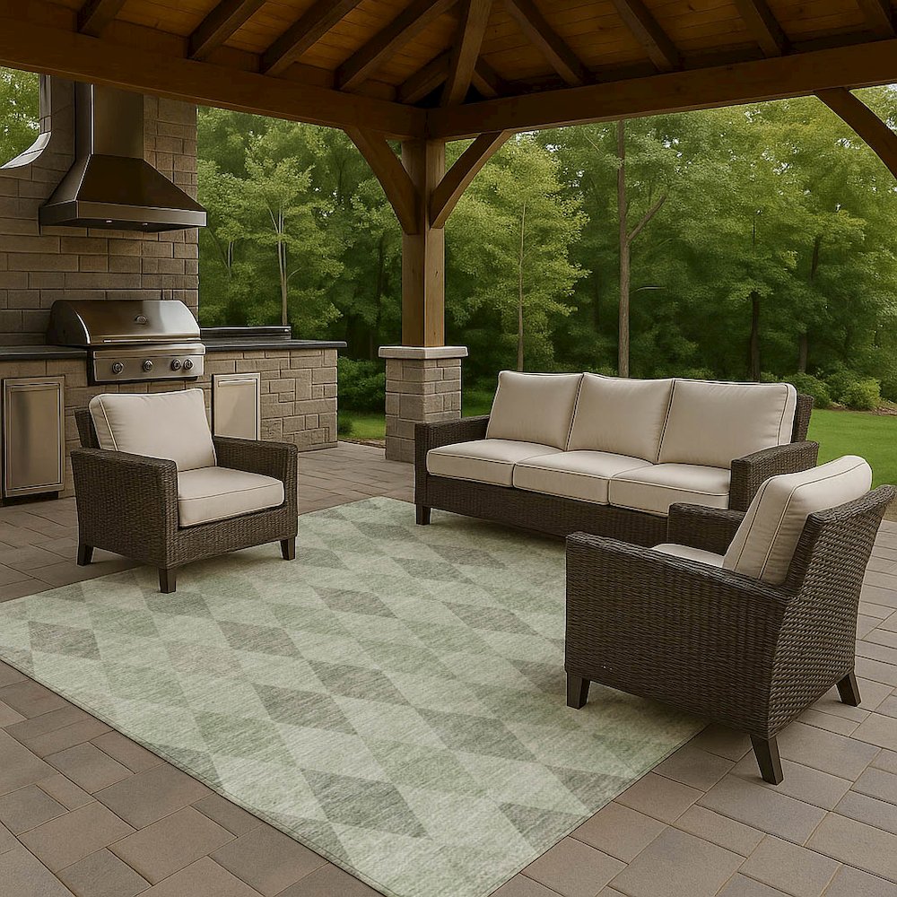 Luxury Washable Indoor/Outdoor The Reserve Fern 9' x 12' Rug. Picture 7