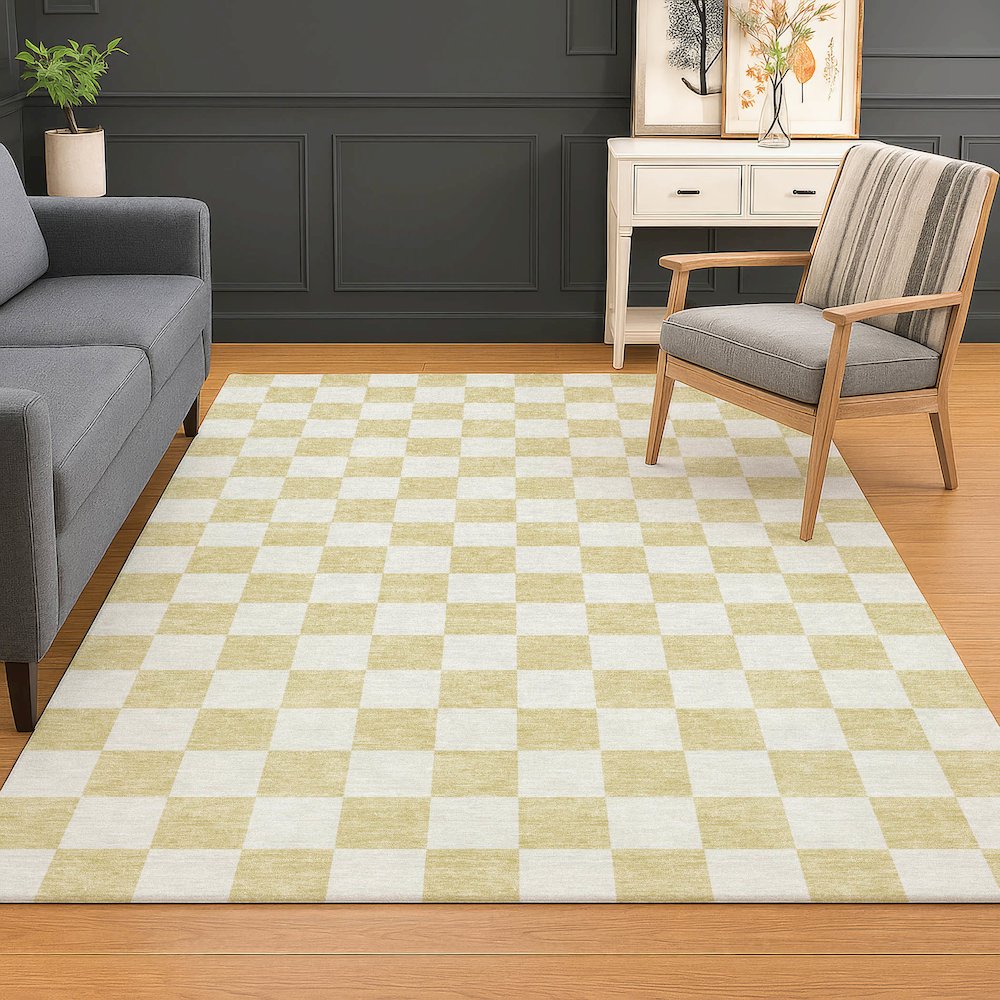 Luxury Washable Indoor/Outdoor The Reserve Wheat 9' x 12' Rug. Picture 5