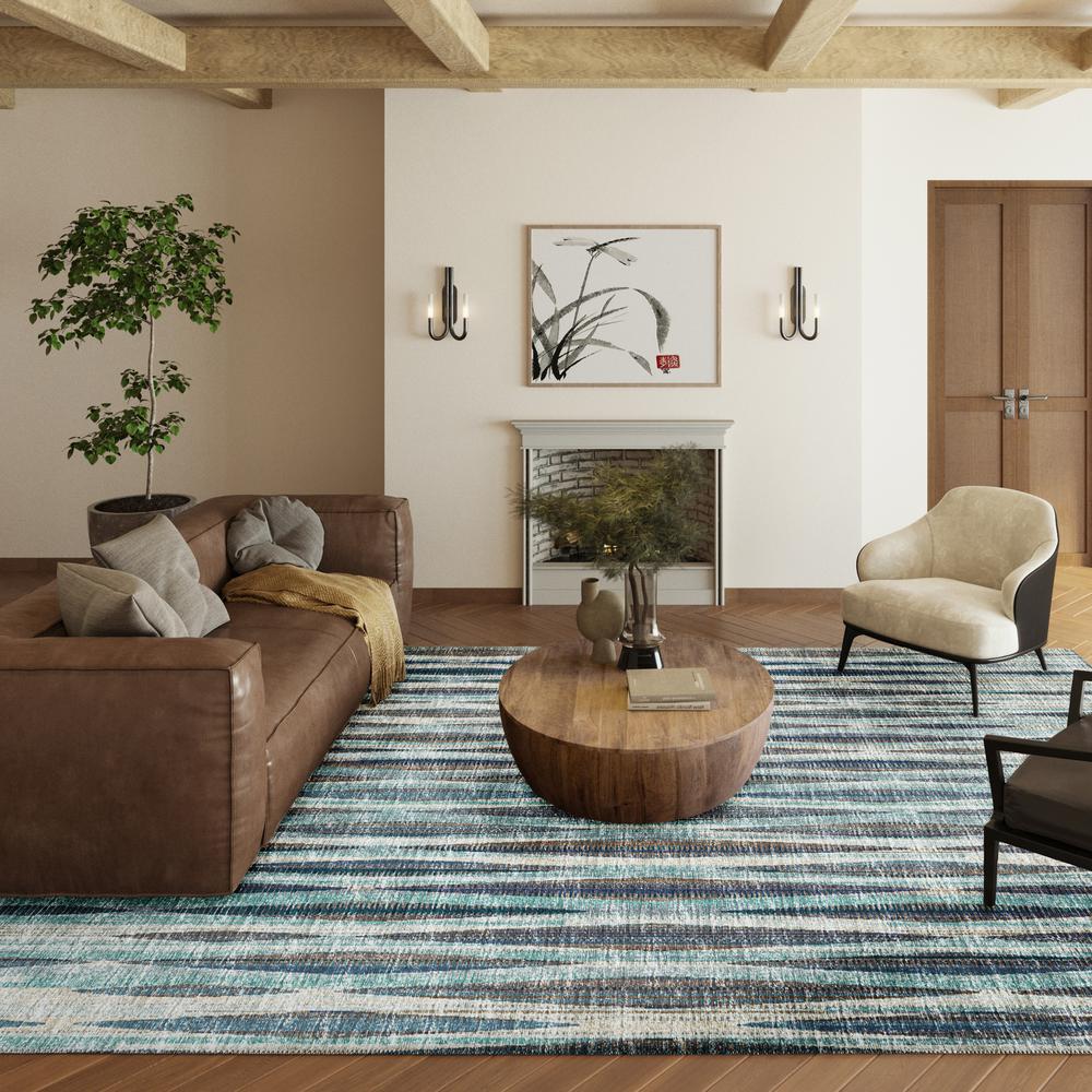 Waverly Ocean Contemporary Striped 8' x 10' Area Rug Ocean AWA31. Picture 1