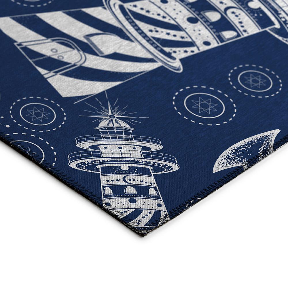Indoor/Outdoor Harpswell AHP39 Blue Washable 5' x 7'6" Rug. Picture 4