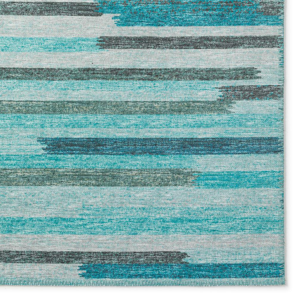 Yuma Turquoise Transitional Striped 3' x 5' Area Rug Turquoise AYU38. Picture 2