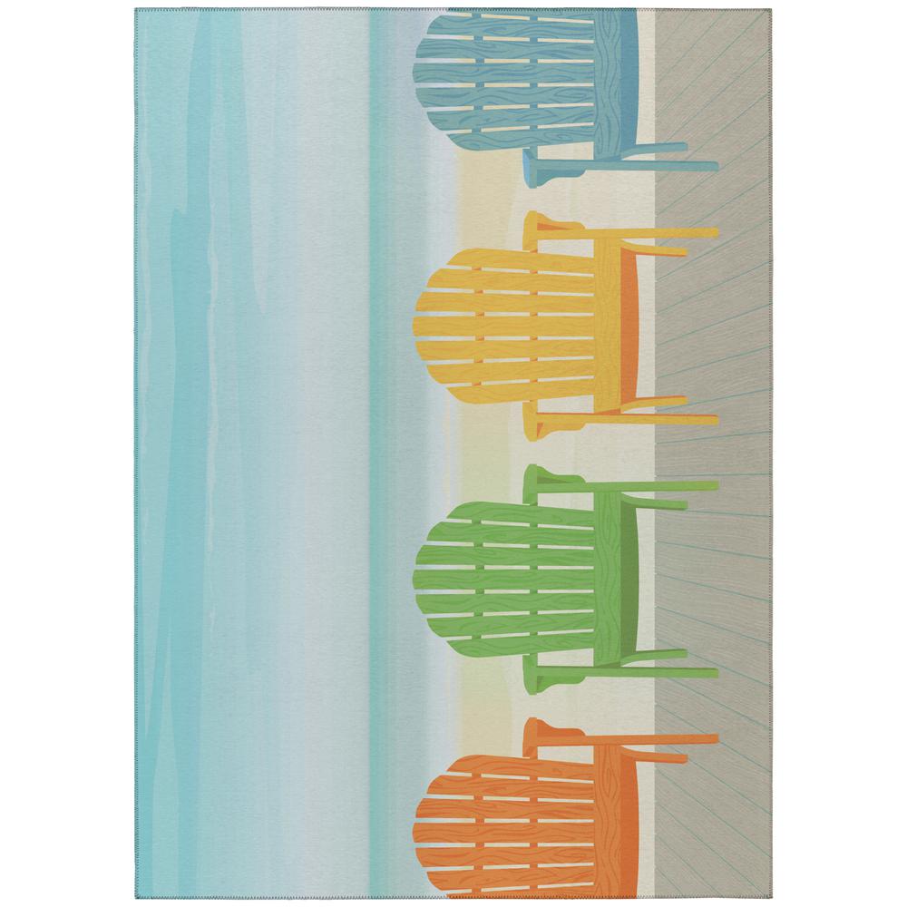 Indoor/Outdoor Harpswell AHP31 Blue Washable 9' x 12' Rug. Picture 1