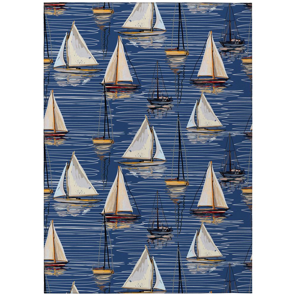 Indoor/Outdoor Harpswell AHP38 Blue Washable 9' x 12' Rug. Picture 1