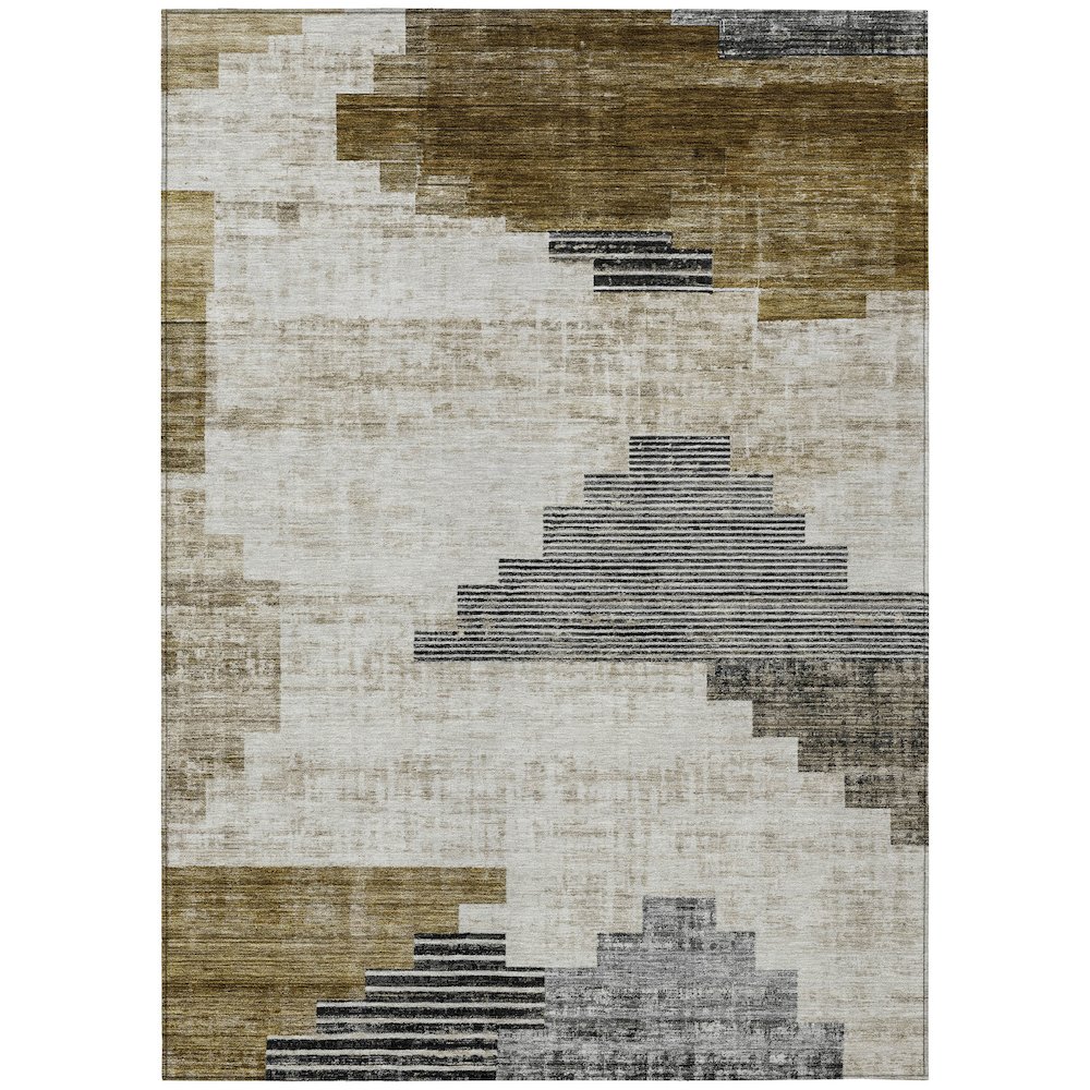 Machine Washable Indoor/Outdoor Chantille Brown 10' x 14' Rug. Picture 1