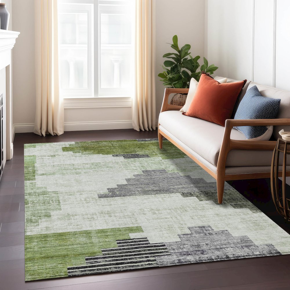 Machine Washable Indoor/Outdoor Chantille Fern 10' x 14' Rug. Picture 6