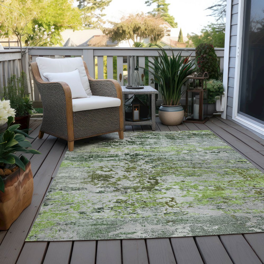 Machine Washable Indoor/Outdoor Chantille Aloe 10' x 14' Rug. Picture 8