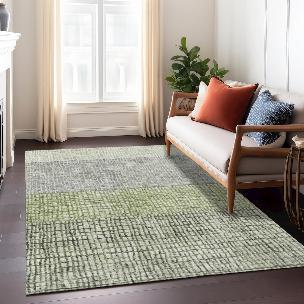 Machine Washable Indoor/Outdoor Chantille Aloe 10' x 14' Rug. Picture 6