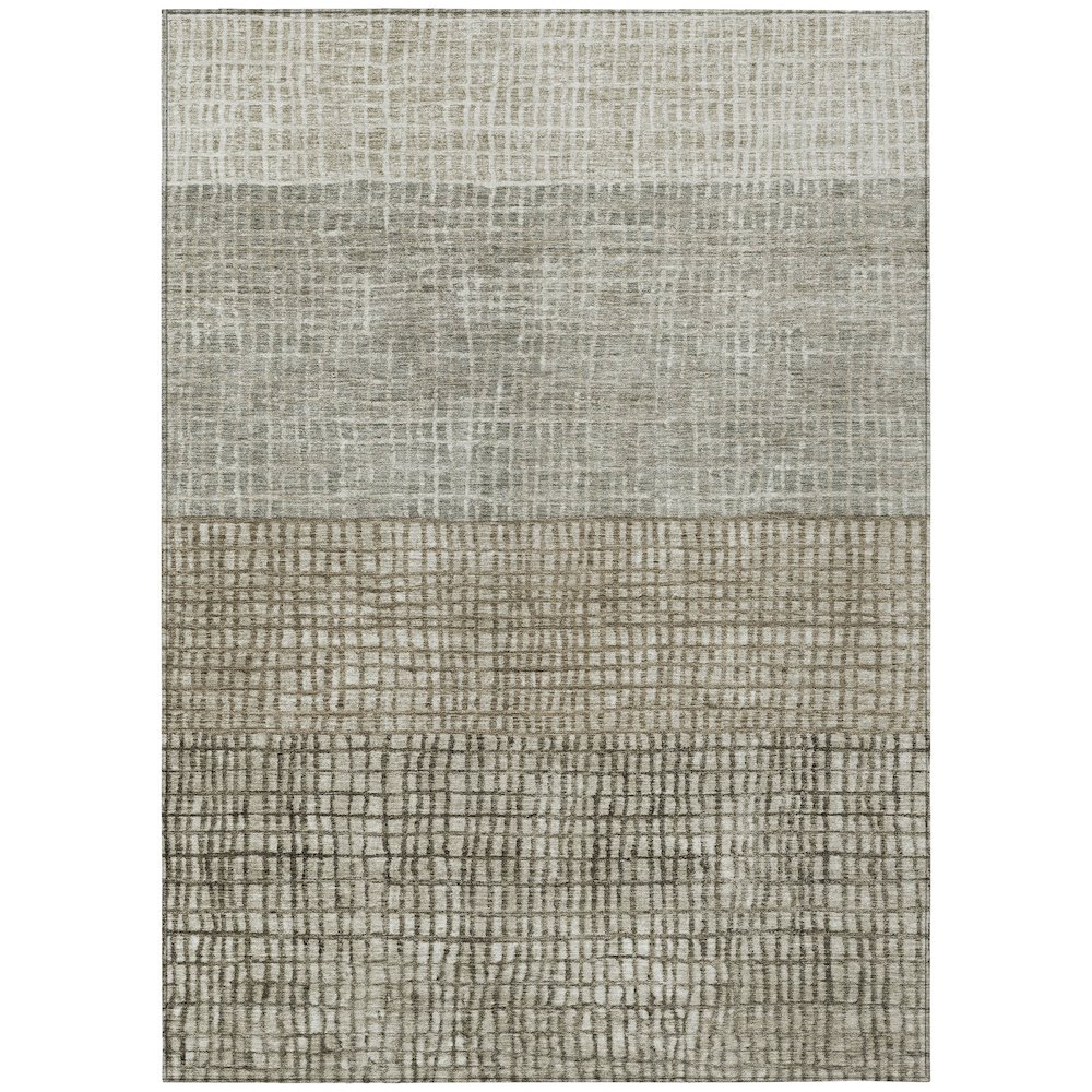 Machine Washable Indoor/Outdoor Chantille Taupe 10' x 14' Rug. Picture 1