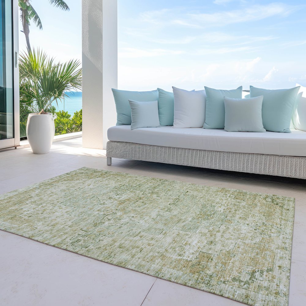 Machine Washable Indoor/Outdoor Chantille Sage 10' x 14' Rug. Picture 7