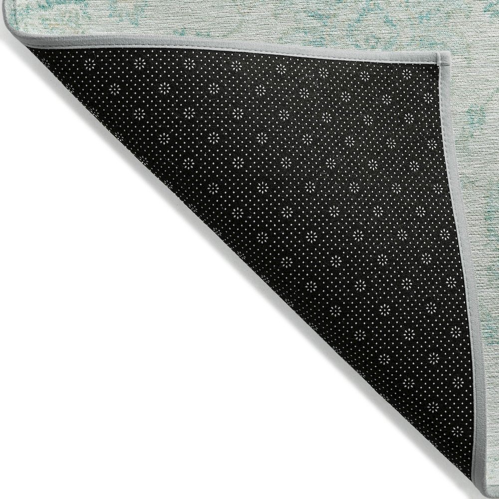 Machine Washable Indoor/Outdoor Chantille Turquoise 8' x 8' Round Rug. Picture 2