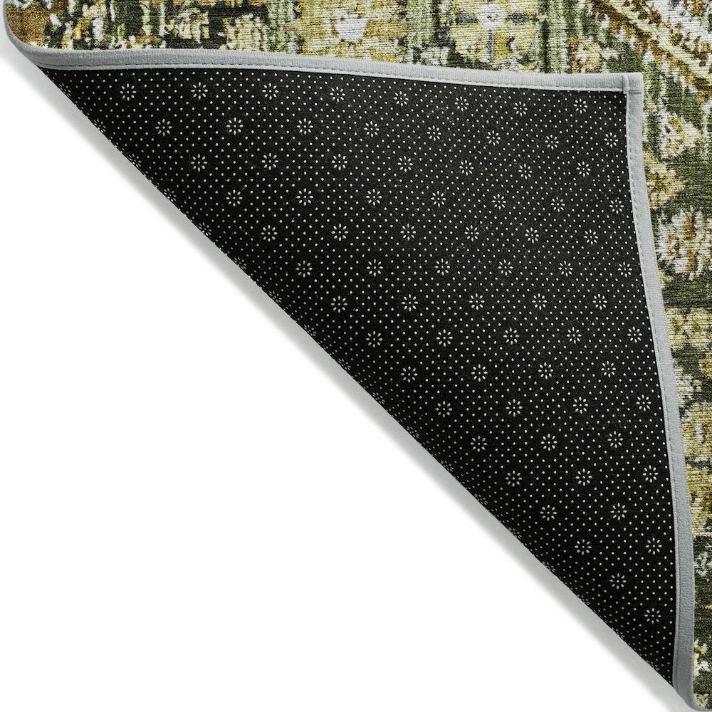 Machine Washable Indoor/Outdoor Chantille Olive 8' x 8' Round Rug. Picture 2
