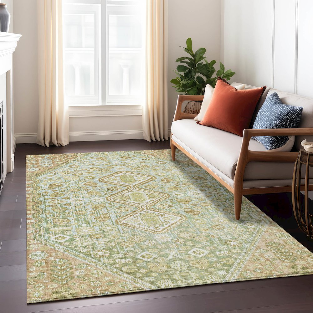Machine Washable Indoor/Outdoor Chantille Sage 10' x 14' Rug. Picture 6