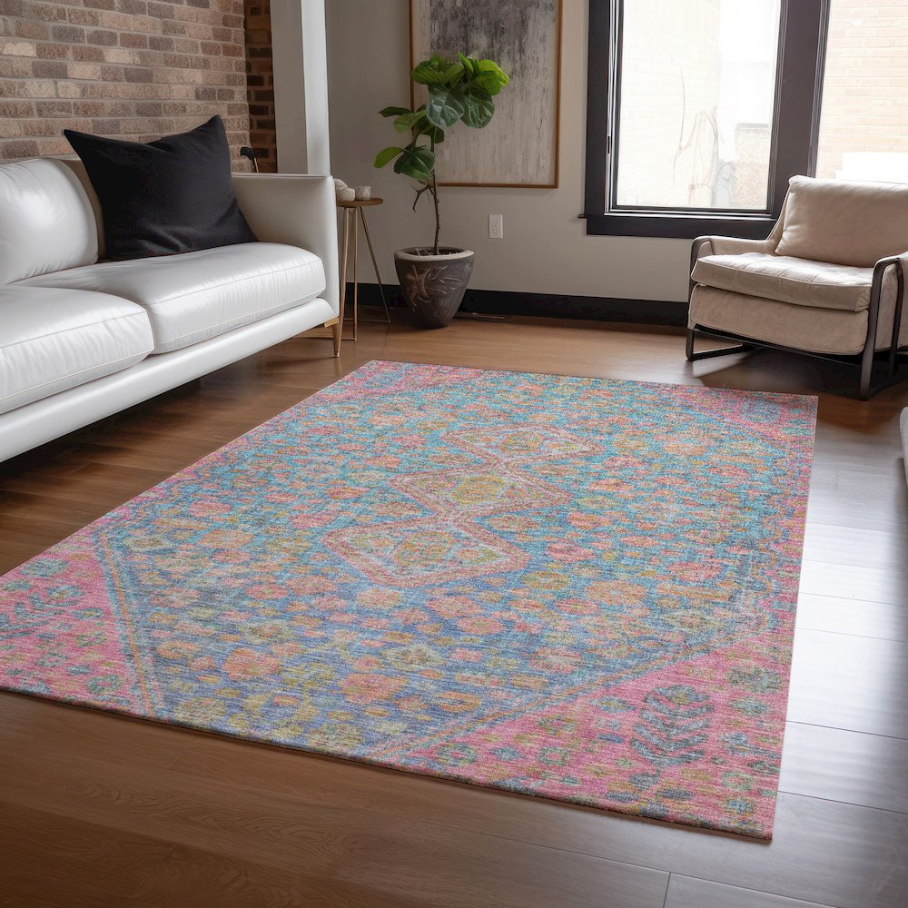 Machine Washable Indoor/Outdoor Chantille Sky 10' x 14' Rug. Picture 5