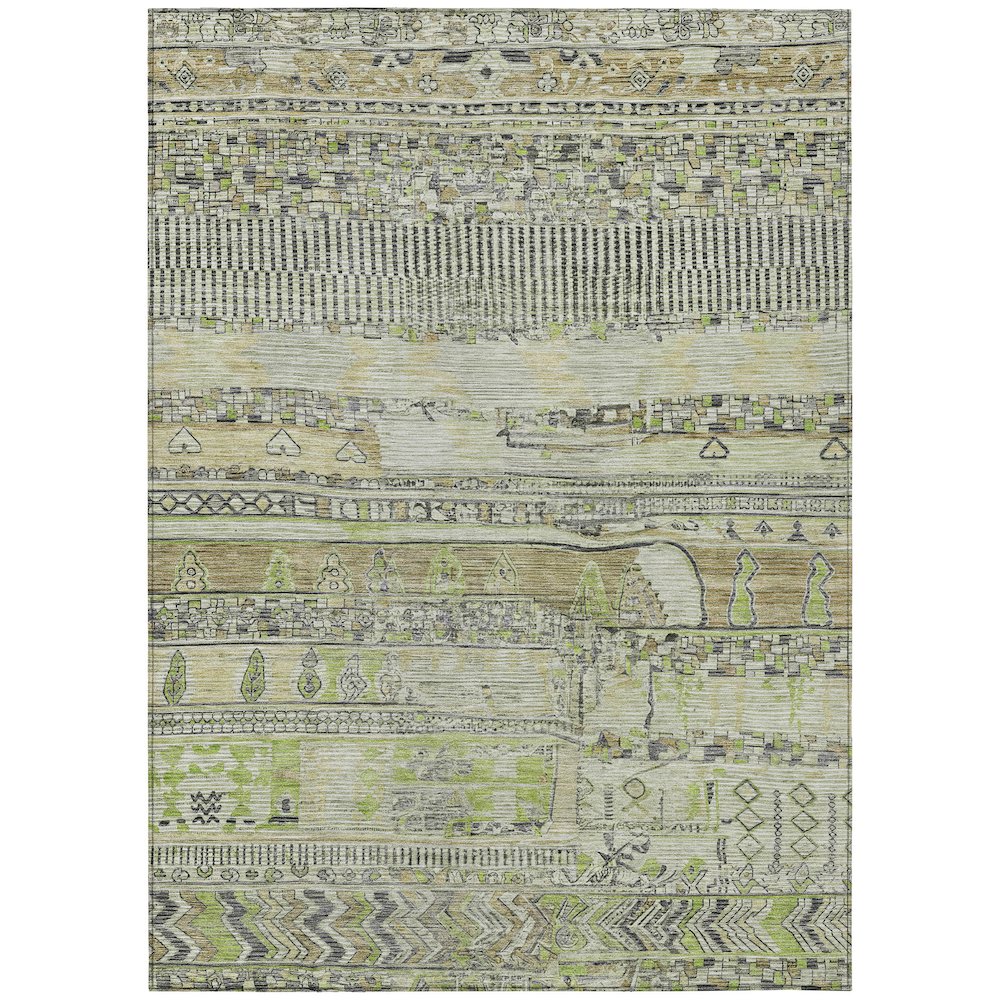 Machine Washable Indoor/Outdoor Chantille Beige 10' x 14' Rug. Picture 1
