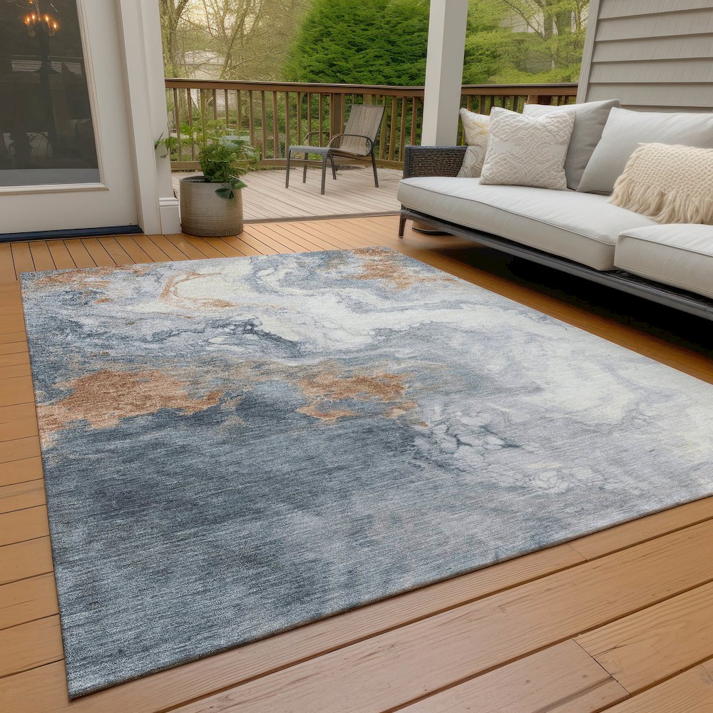 Machine Washable Indoor/Outdoor Chantille Gray 10' x 14' Rug. Picture 8