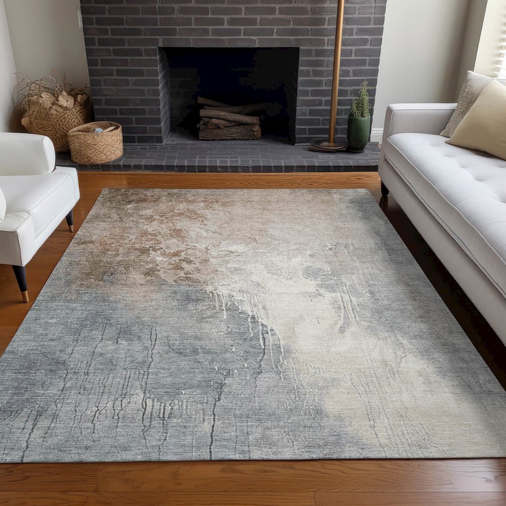 Machine Washable Indoor/Outdoor Chantille Paprika 10' x 14' Rug. Picture 6