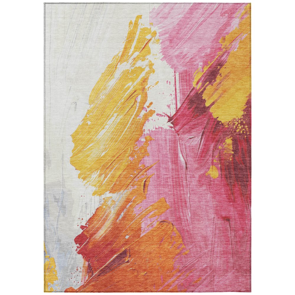 Machine Washable Indoor/Outdoor Chantille Blush 10' x 14' Rug. Picture 1