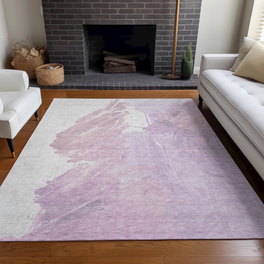 Machine Washable Indoor/Outdoor Chantille Lavender 10' x 14' Rug. Picture 6