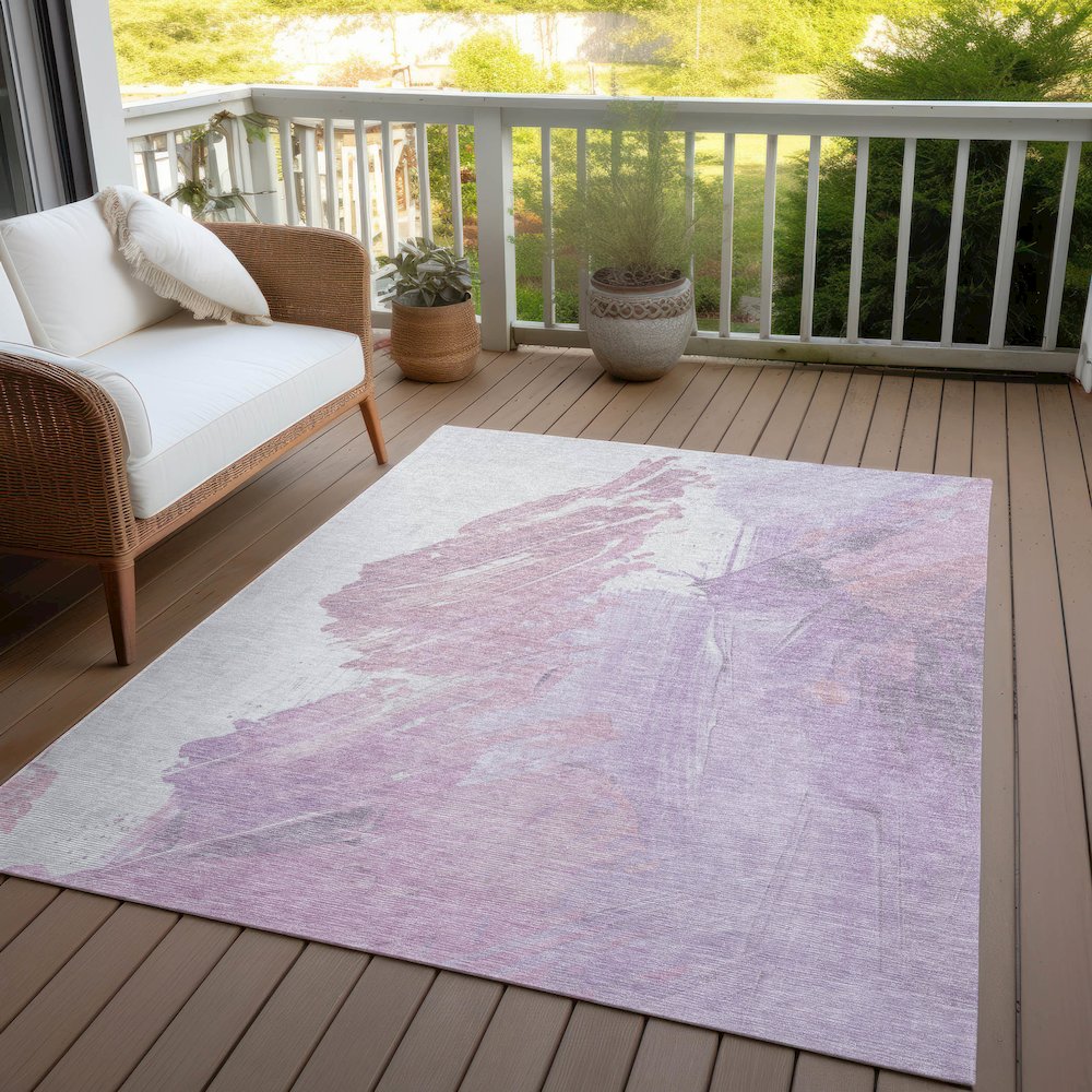 Machine Washable Indoor/Outdoor Chantille Lavender 10' x 14' Rug. Picture 7