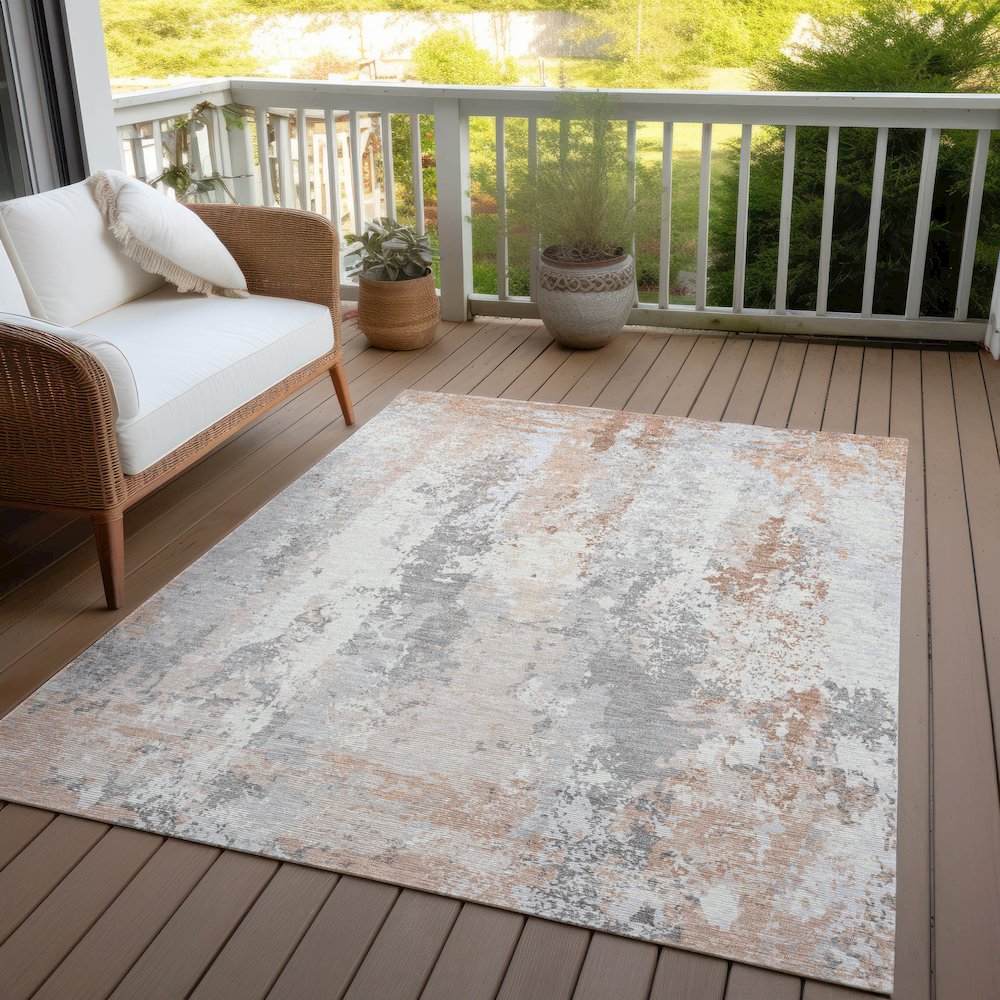 Machine Washable Indoor/Outdoor Chantille Coral 10' x 14' Rug. Picture 7