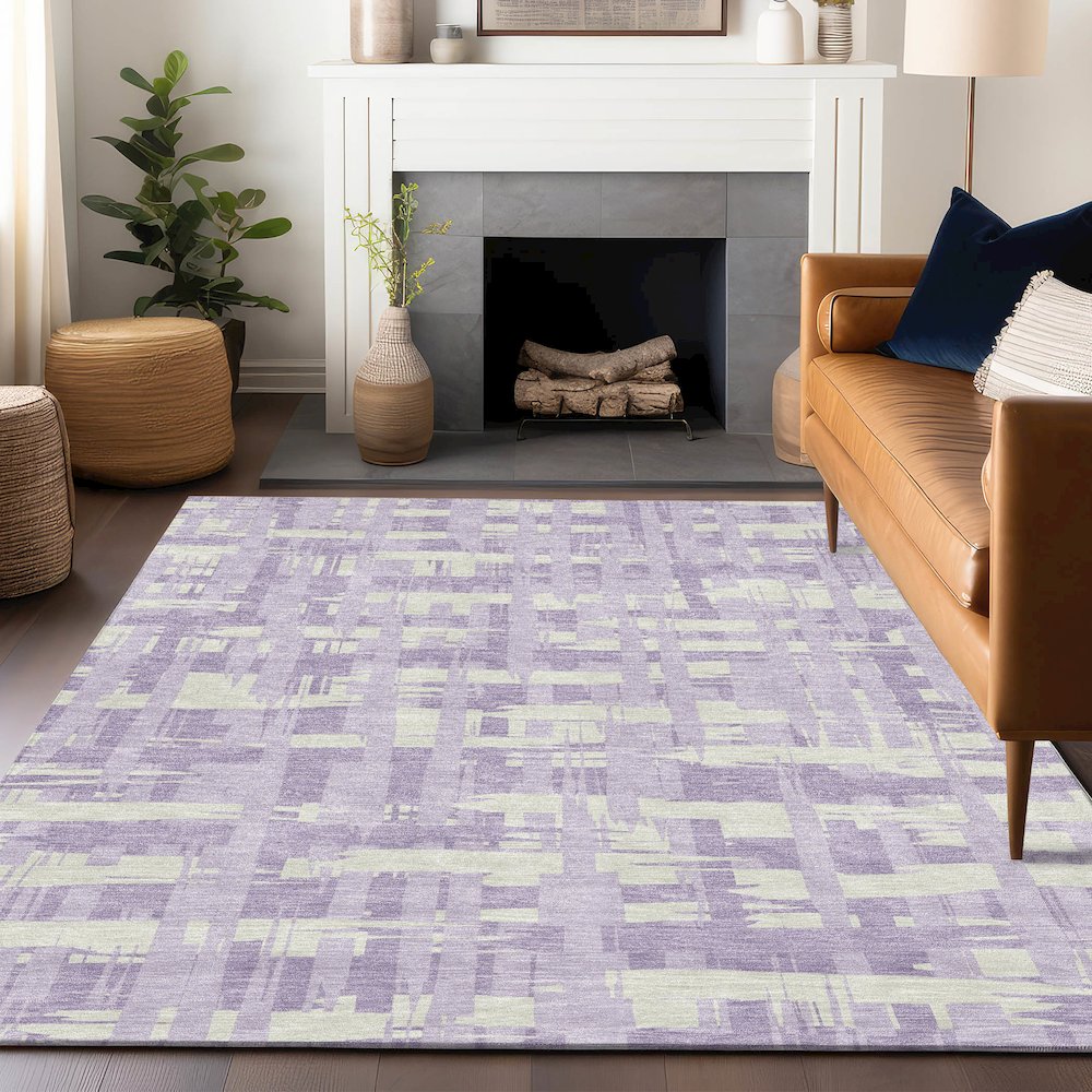 Machine Washable Indoor/Outdoor Chantille Lavender 10' x 14' Rug. Picture 5