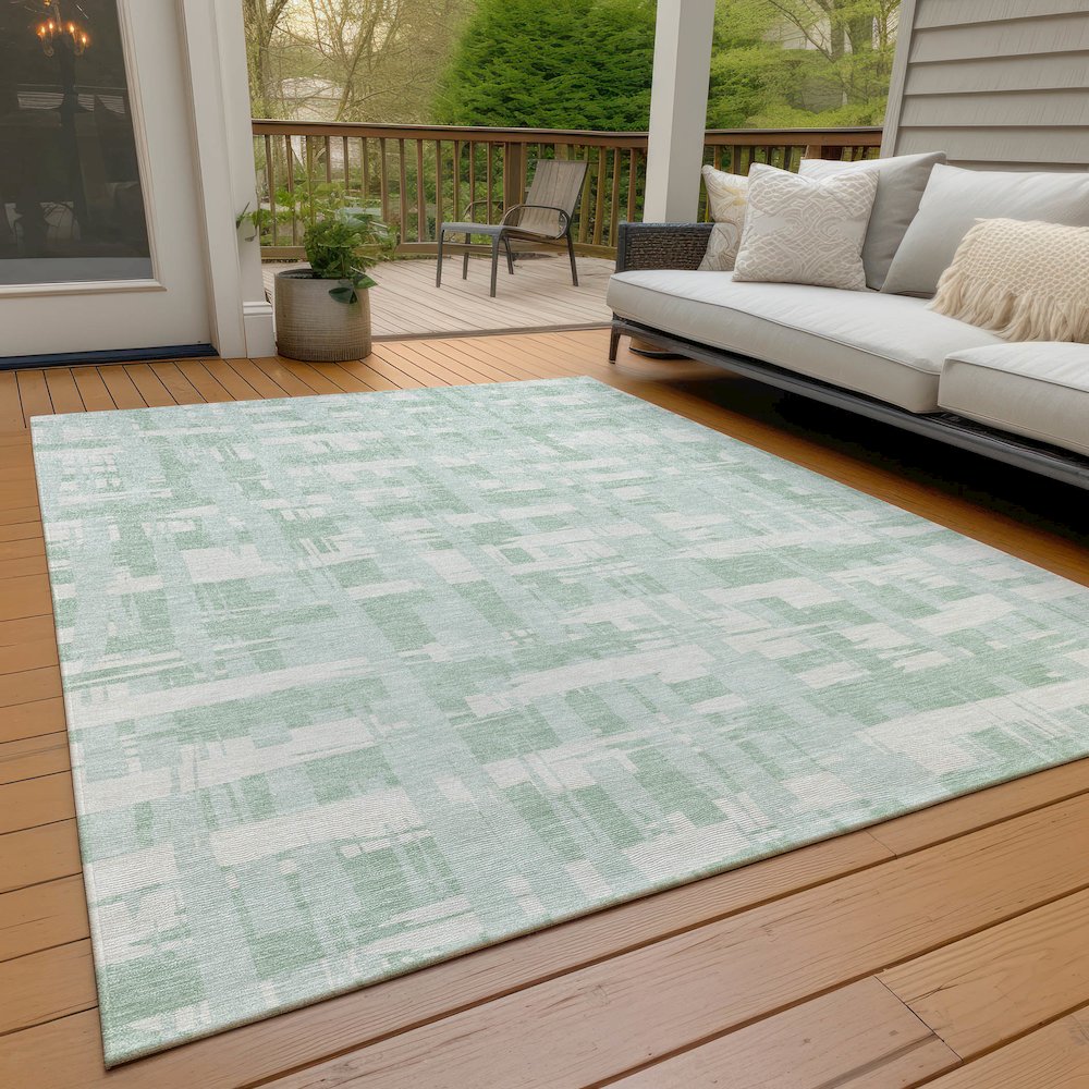 Machine Washable Indoor/Outdoor Chantille Mint 10' x 14' Rug. Picture 8