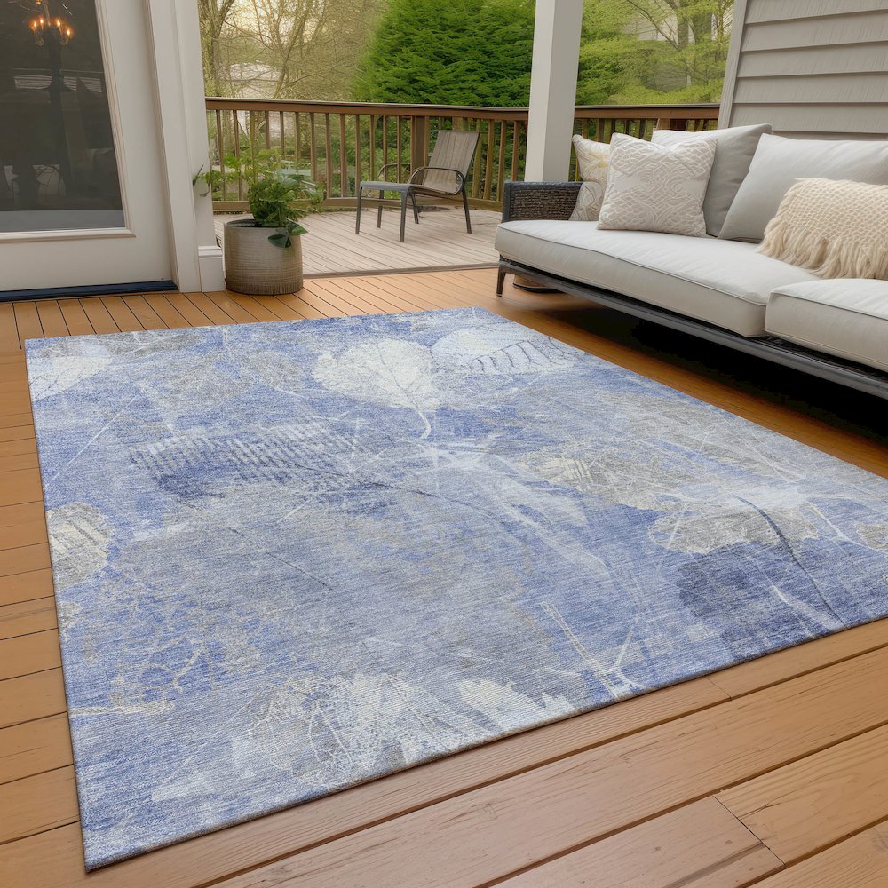Machine Washable Indoor/Outdoor Chantille Denim 10' x 14' Rug. Picture 8