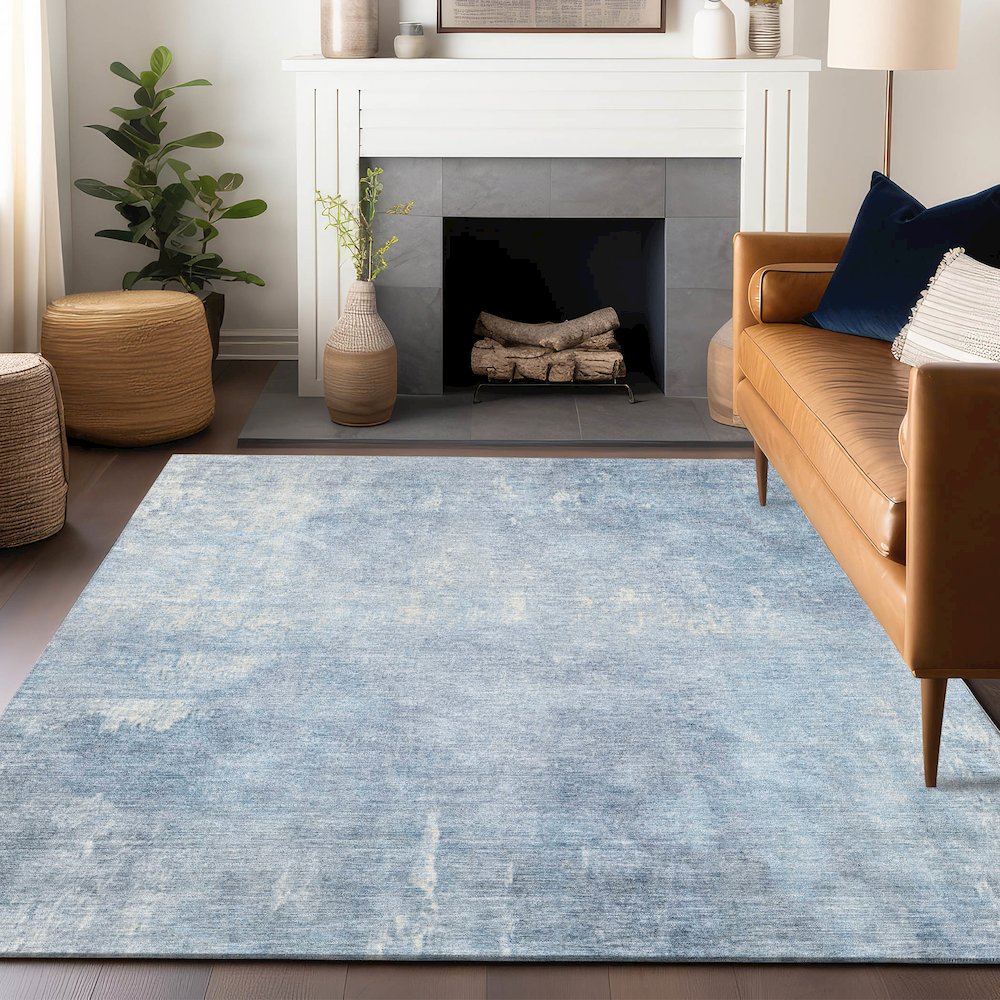 Machine Washable Indoor/Outdoor Chantille Sky 10' x 14' Rug. Picture 5