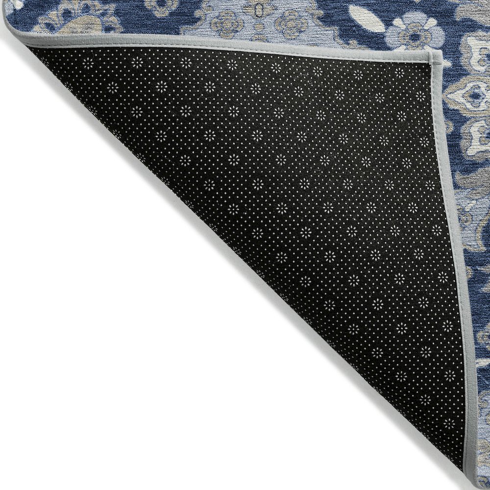 Machine Washable Indoor/Outdoor Chantille Blue 8' x 8' Round Rug. Picture 2