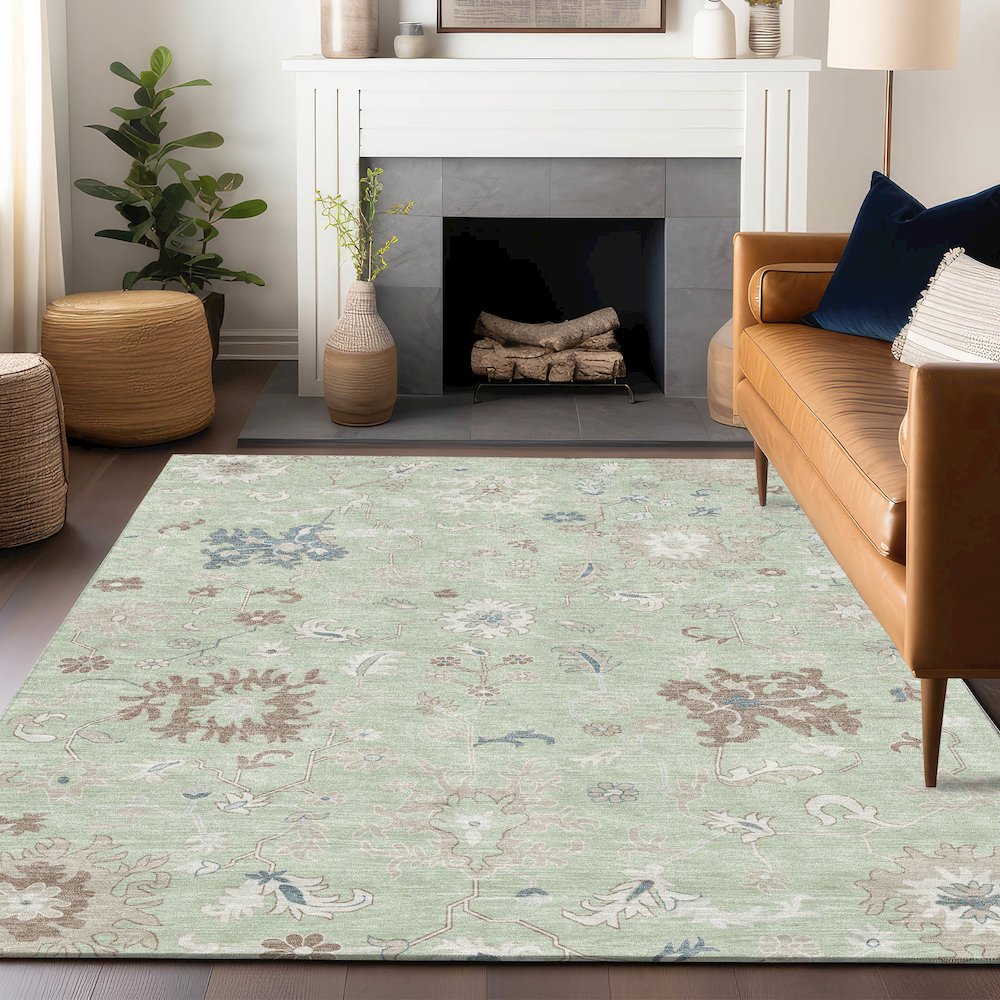 Machine Washable Indoor/Outdoor Chantille Aloe 10' x 14' Rug. Picture 5
