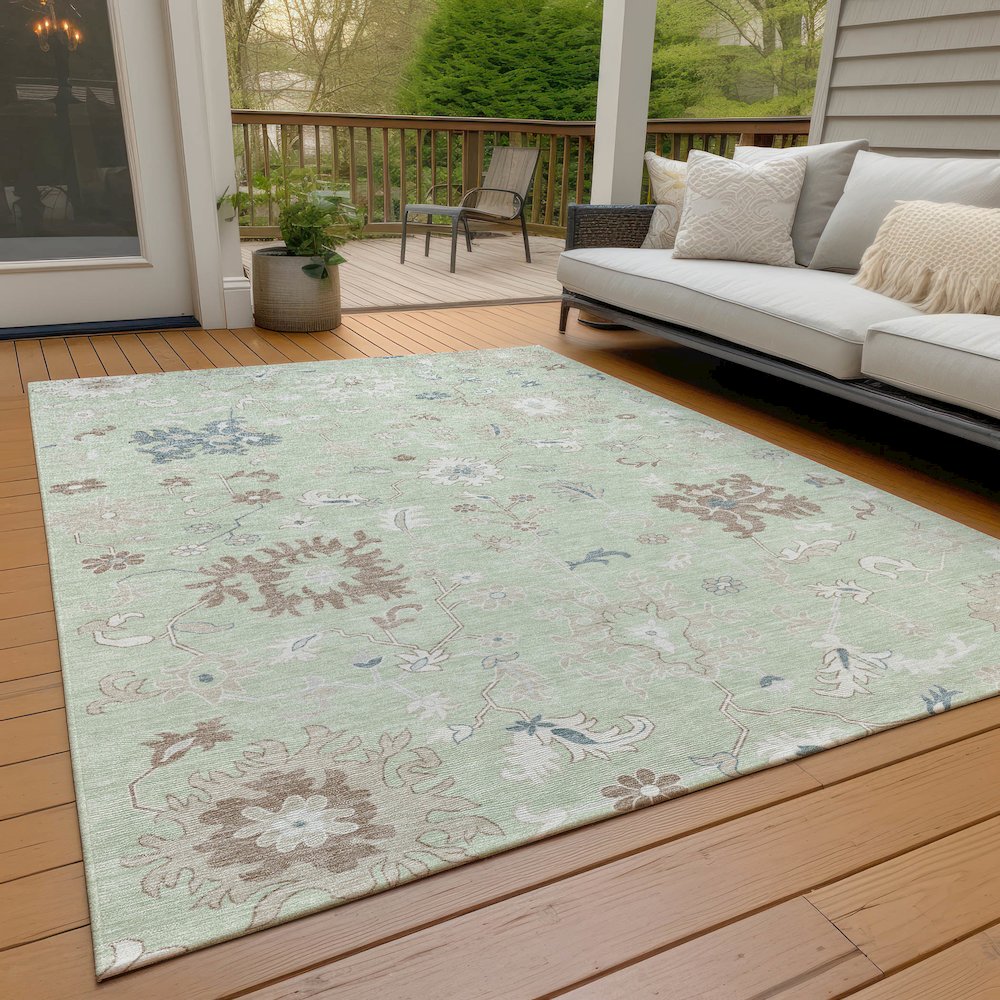 Machine Washable Indoor/Outdoor Chantille Aloe 10' x 14' Rug. Picture 8