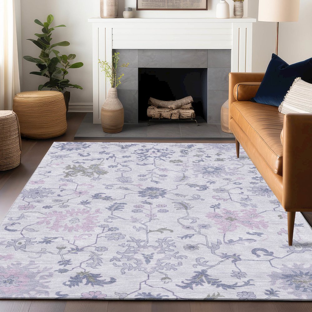 Machine Washable Indoor/Outdoor Chantille Lavender 10' x 14' Rug. Picture 5