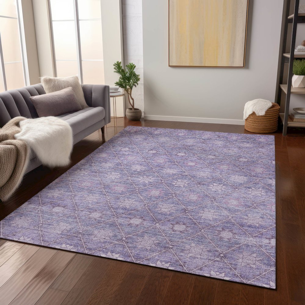 Machine Washable Indoor/Outdoor Chantille Purple 10' x 14' Rug. Picture 6