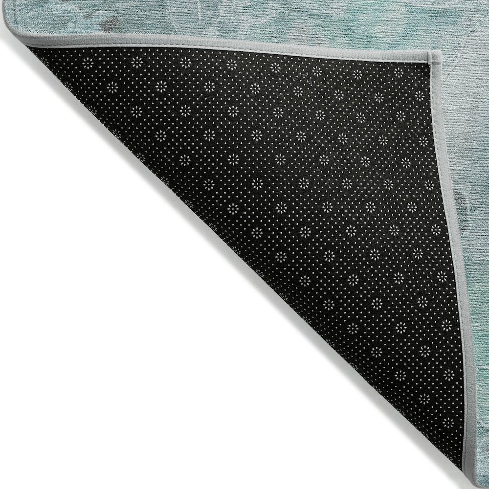 Machine Washable Indoor/Outdoor Chantille Teal 8' x 8' Round Rug. Picture 2