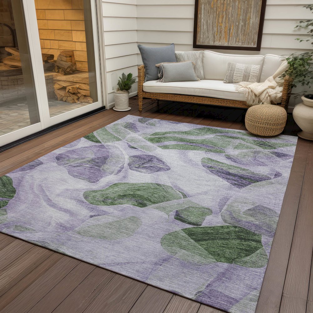 Machine Washable Indoor/Outdoor Chantille Lavender 10' x 14' Rug. Picture 7