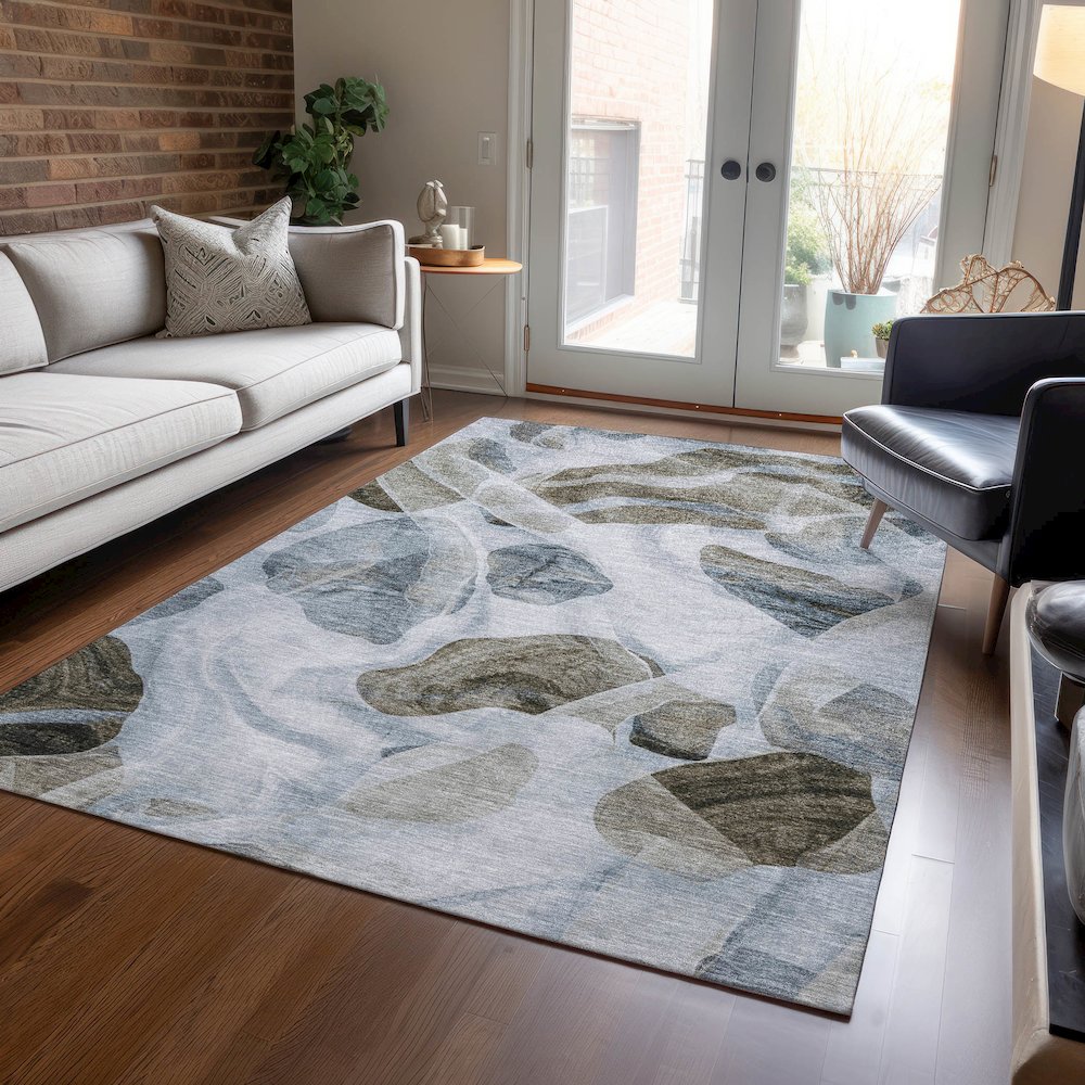 Machine Washable Indoor/Outdoor Chantille Sky 10' x 14' Rug. Picture 5