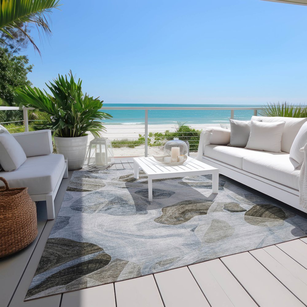 Machine Washable Indoor/Outdoor Chantille Sky 10' x 14' Rug. Picture 8