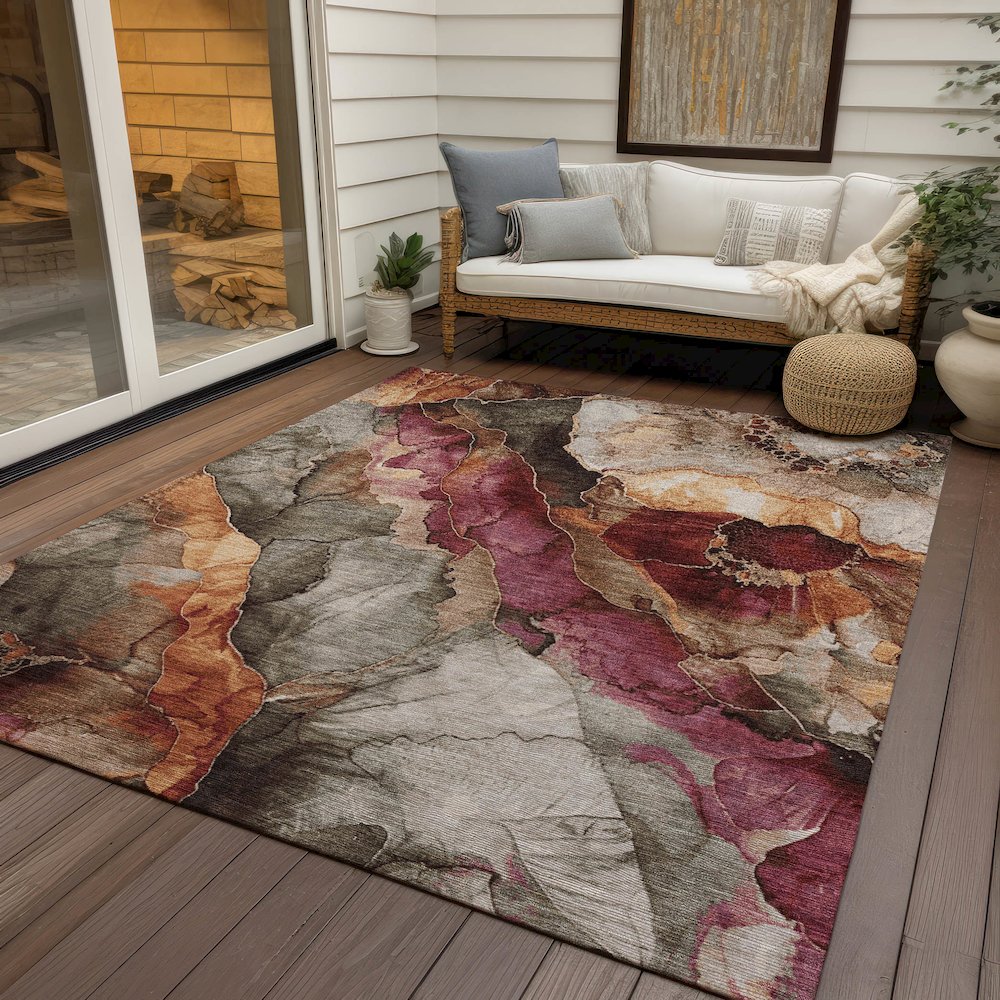 Machine Washable Indoor/Outdoor Chantille Khaki 10' x 14' Rug. Picture 7