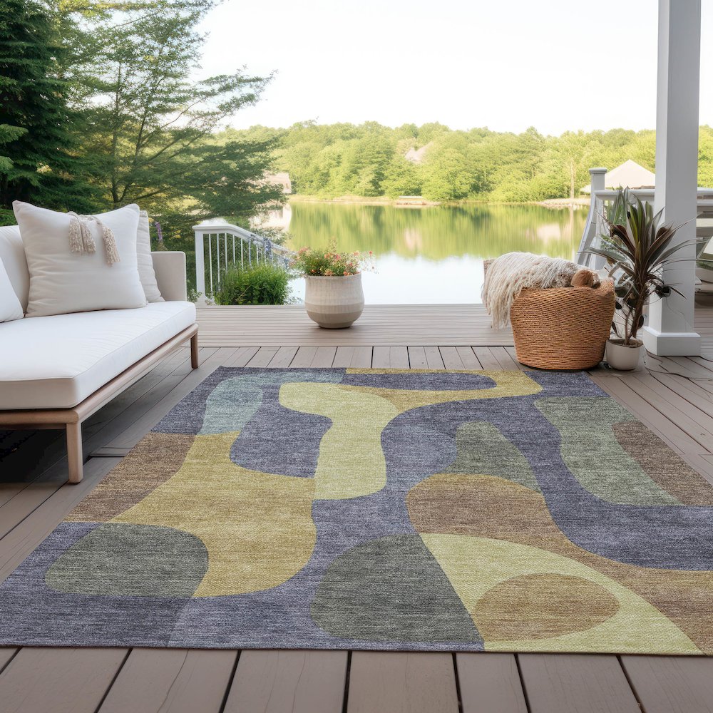 Machine Washable Indoor/Outdoor Chantille Purple 10' x 14' Rug. Picture 7