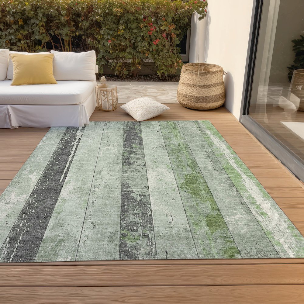 Machine Washable Indoor/Outdoor Chantille Aloe 10' x 14' Rug. Picture 8