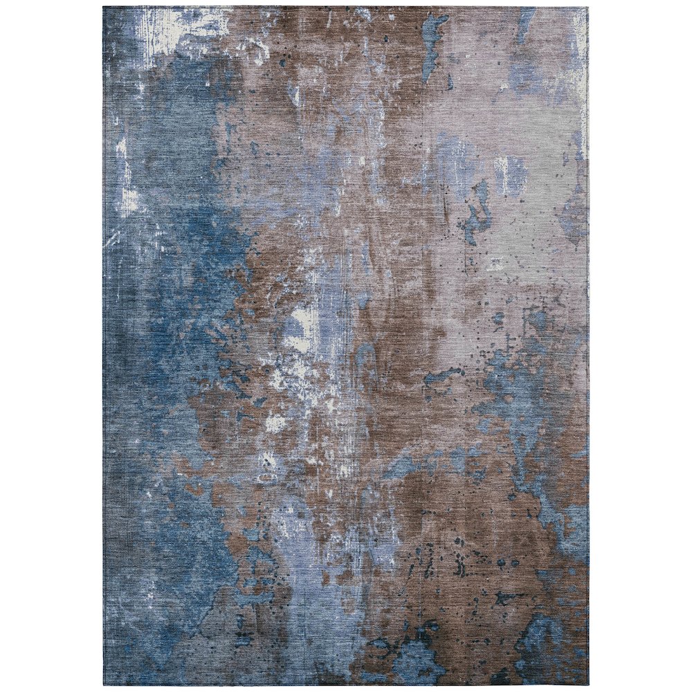 Machine Washable Indoor/Outdoor Chantille Brown 10' x 14' Rug. Picture 1