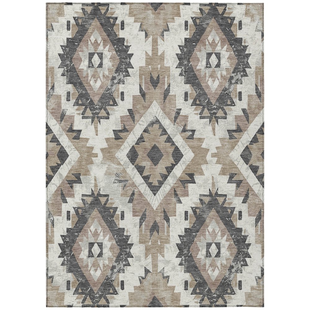 Machine Washable Indoor/Outdoor Chantille Taupe 10' x 14' Rug. Picture 1