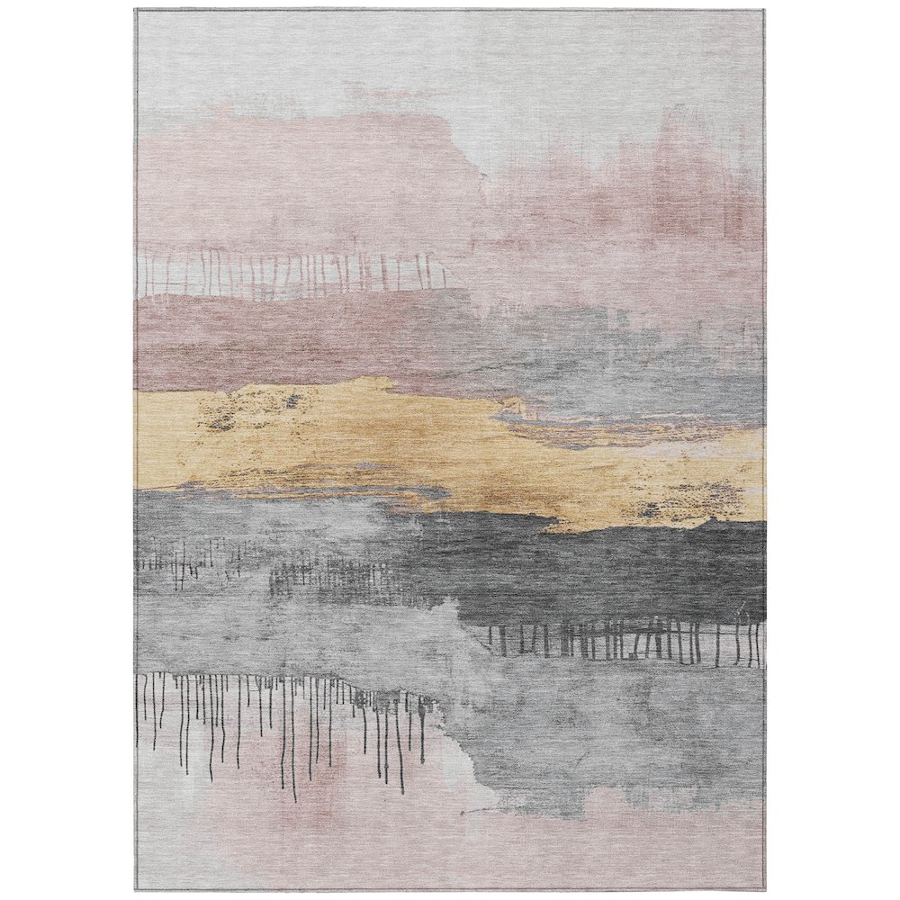 Machine Washable Indoor/Outdoor Chantille Blush 10' x 14' Rug. Picture 1