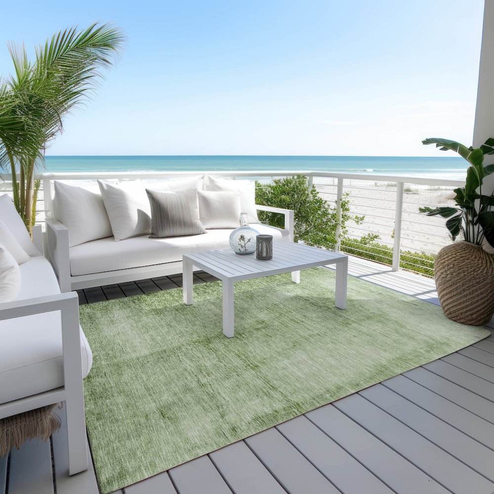 Machine Washable Indoor/Outdoor Chantille Aloe 10' x 14' Rug. Picture 7