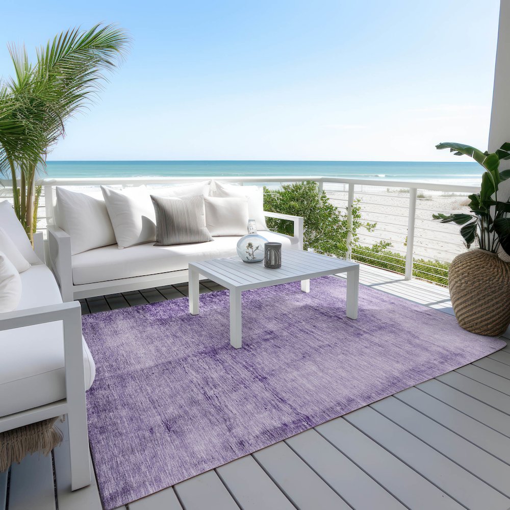 Machine Washable Indoor/Outdoor Chantille Purple 10' x 14' Rug. Picture 7