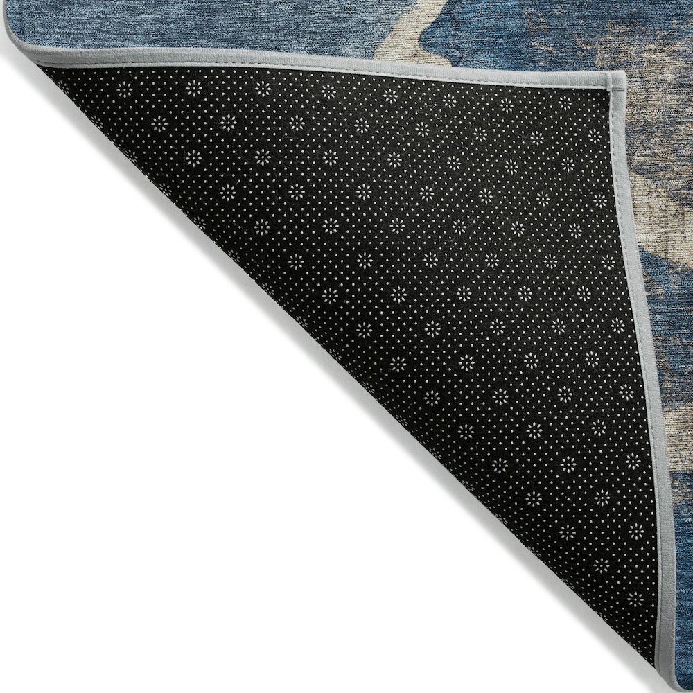 Machine Washable Indoor/Outdoor Chantille Navy 8' x 8' Round Rug. Picture 2