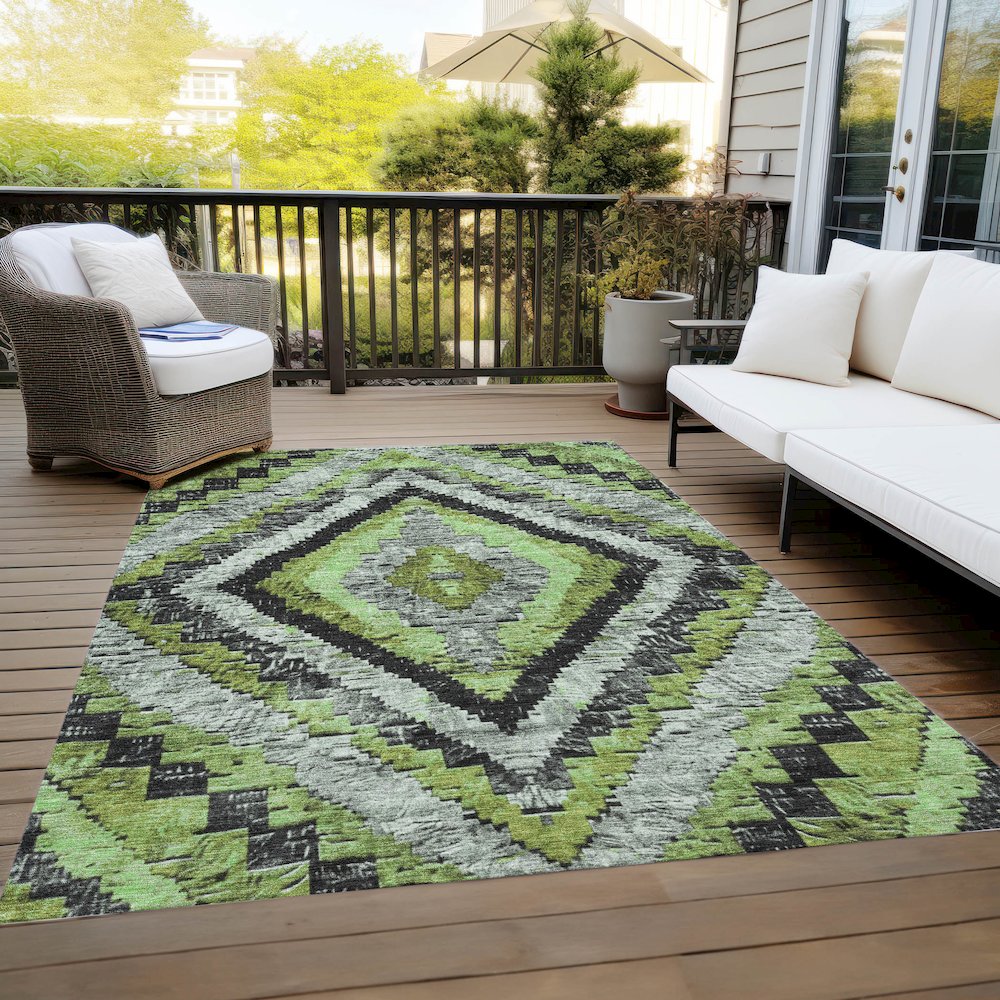 Machine Washable Indoor/Outdoor Chantille Aloe 10' x 14' Rug. Picture 8
