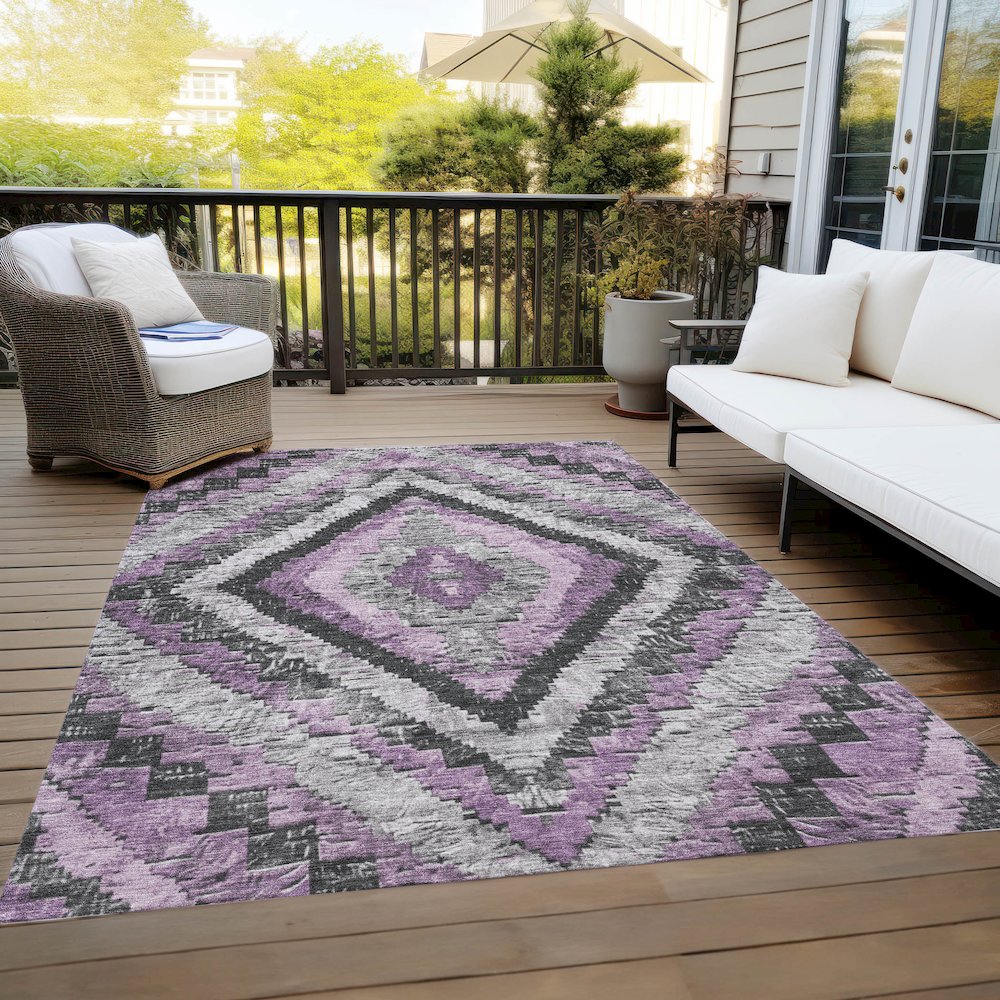 Machine Washable Indoor/Outdoor Chantille Lavender 10' x 14' Rug. Picture 8