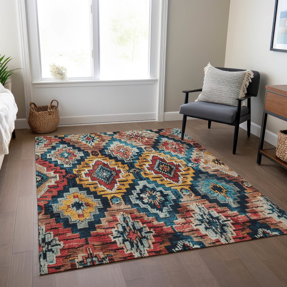 Machine Washable Indoor/Outdoor Chantille Rust 10' x 14' Rug. Picture 6